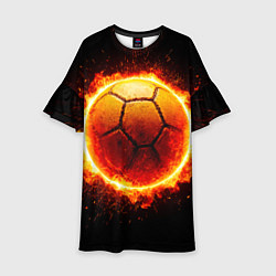 Платье клеш для девочки Гандбольный мяч в огне, цвет: 3D-принт