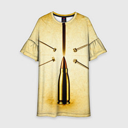 Платье клеш для девочки Патрон на бежевом, цвет: 3D-принт