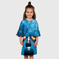 Платье клеш для девочки Бильярдный шар синий дым, цвет: 3D-принт — фото 2