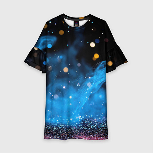 Детское платье Синяя текстура бокке / 3D-принт – фото 1