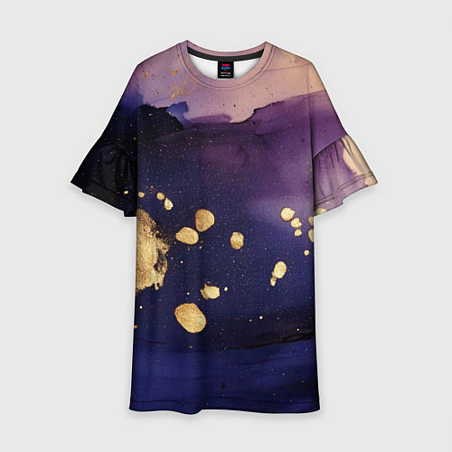 Детское платье Золотая краска на текстуре / 3D-принт – фото 1