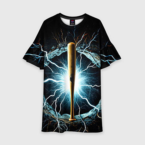 Детское платье Бейсбольная бита в молниях / 3D-принт – фото 1