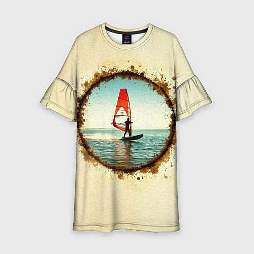 Детское платье Виндсерфер на бежевом / 3D-принт – фото 1