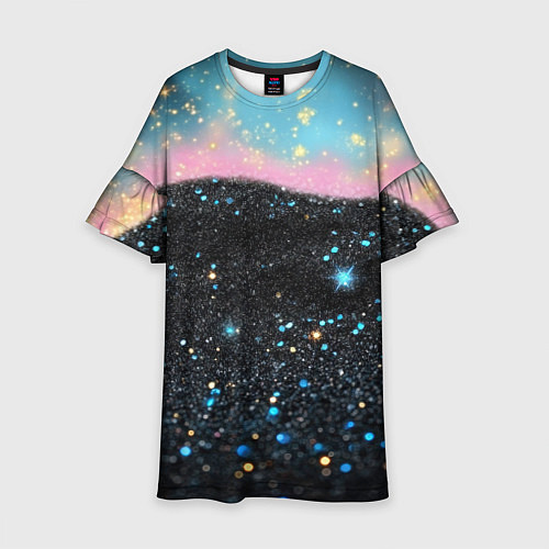 Детское платье Блестящая текстура на черном / 3D-принт – фото 1