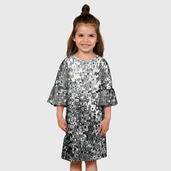 Платье клеш для девочки Чёрно-белый абстрактная текстура, цвет: 3D-принт — фото 2