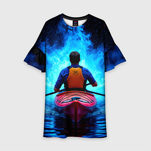 Детское платье На байдарке в синем пламени / 3D-принт – фото 1