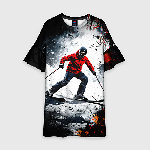 Детское платье Лыжник в движении / 3D-принт – фото 1