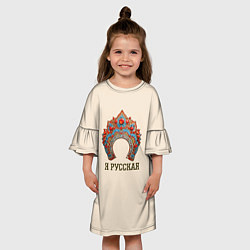 Платье клеш для девочки Славянский кокошник: я русская, цвет: 3D-принт — фото 2