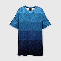 Детское платье Сине-голубой градиент полосами с узором