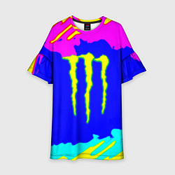 Платье клеш для девочки Monster energy краски цветные, цвет: 3D-принт