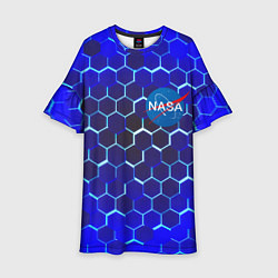 Платье клеш для девочки Nasa голубая броня, цвет: 3D-принт