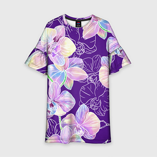 Детское платье Японские акварельные орхидеи / 3D-принт – фото 1