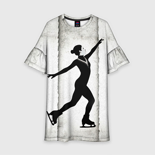 Детское платье Фигуристка на сером / 3D-принт – фото 1