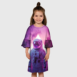Платье клеш для девочки Фиолетовый космос, цвет: 3D-принт — фото 2