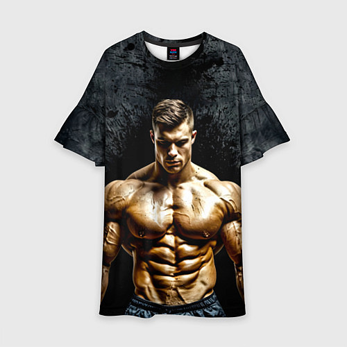 Детское платье Бодибилдер на черном / 3D-принт – фото 1