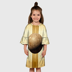 Платье клеш для девочки Ядро для талкания на бежевом, цвет: 3D-принт — фото 2
