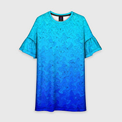 Платье клеш для девочки Голубой в синеву с узором, цвет: 3D-принт