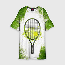 Платье клеш для девочки Теннисная ракетка в зеленом, цвет: 3D-принт
