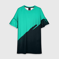 Платье клеш для девочки Color black light blue, цвет: 3D-принт