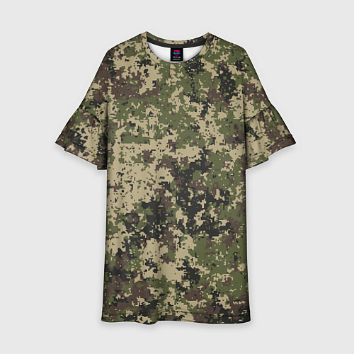 Детское платье Камуфляж защитный пиксельный / 3D-принт – фото 1
