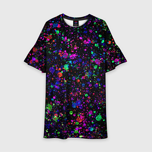 Детское платье Чёрный с разноцветными брызгами / 3D-принт – фото 1