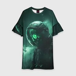 Платье клеш для девочки Космический скелет, цвет: 3D-принт