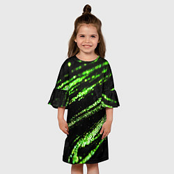 Платье клеш для девочки Зеленые блестки на черном, цвет: 3D-принт — фото 2