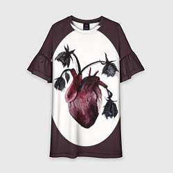 Платье клеш для девочки Цветы любви: увядшее сердце, цвет: 3D-принт