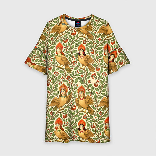 Детское платье Птицы сирин на ветках / 3D-принт – фото 1