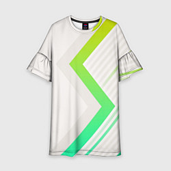 Платье клеш для девочки Color white line green, цвет: 3D-принт