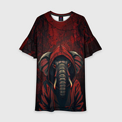 Платье клеш для девочки Слон в балахоне, цвет: 3D-принт