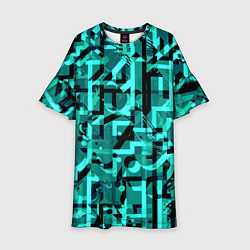 Платье клеш для девочки Неоновый голубой объёмный эффект, цвет: 3D-принт