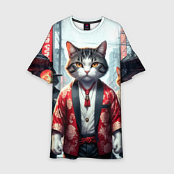 Платье клеш для девочки Котики якудза, цвет: 3D-принт