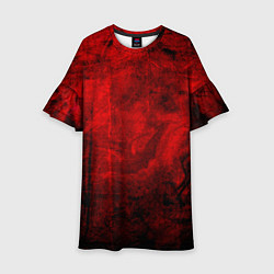 Платье клеш для девочки Абстракция - red trash darkness, цвет: 3D-принт
