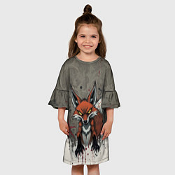 Платье клеш для девочки Карикатурный лис, цвет: 3D-принт — фото 2