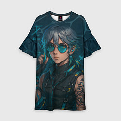 Платье клеш для девочки Аль-Хайтам в стиле киберпанка, цвет: 3D-принт