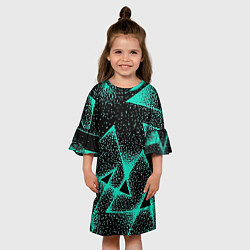 Платье клеш для девочки The triangle is light blue, цвет: 3D-принт — фото 2
