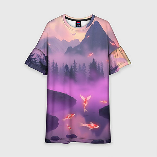 Детское платье Горы и рыбки / 3D-принт – фото 1