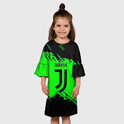 Платье клеш для девочки Juventus черные краски, цвет: 3D-принт — фото 2