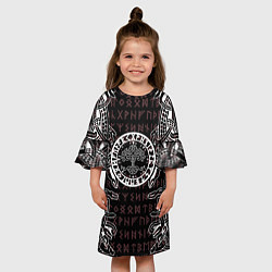 Платье клеш для девочки Дерево жизни и древние руны, цвет: 3D-принт — фото 2