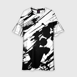 Платье клеш для девочки Брызги и штрихи черной краски, цвет: 3D-принт