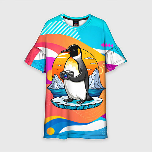 Детское платье Пингвин фотограф на льдине / 3D-принт – фото 1