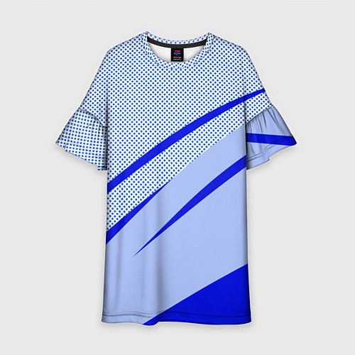 Детское платье Светло-синий текстура с полосой / 3D-принт – фото 1