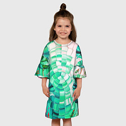 Платье клеш для девочки Психоделика -зелёные цветы, цвет: 3D-принт — фото 2