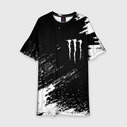 Платье клеш для девочки Monster energy белые краски, цвет: 3D-принт