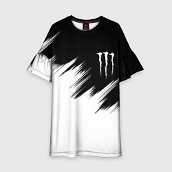 Платье клеш для девочки Monster energy белые штрихи, цвет: 3D-принт