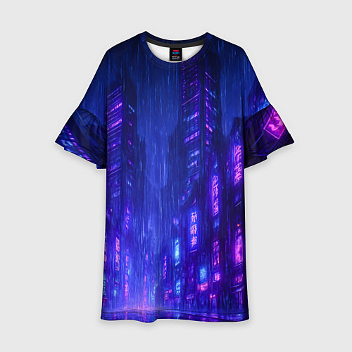 Детское платье Одинокий город неона / 3D-принт – фото 1