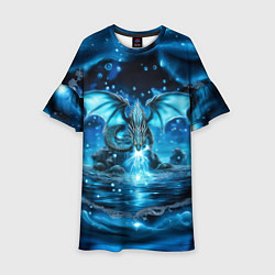Детское платье Водный дракон - голубое сияние