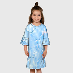 Платье клеш для девочки Прозрачная голубая вода, цвет: 3D-принт — фото 2