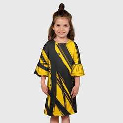 Платье клеш для девочки Абстракция на желтом, цвет: 3D-принт — фото 2